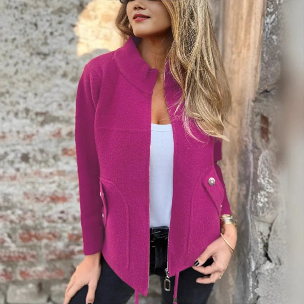 Veste d'Hiver à Col Haut pour Femme – Vêtements d'extérieur Élégant Fermeture Éclair