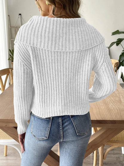 Pull élégant pour femme avec col marguerite – Maille ajustée et confortable
