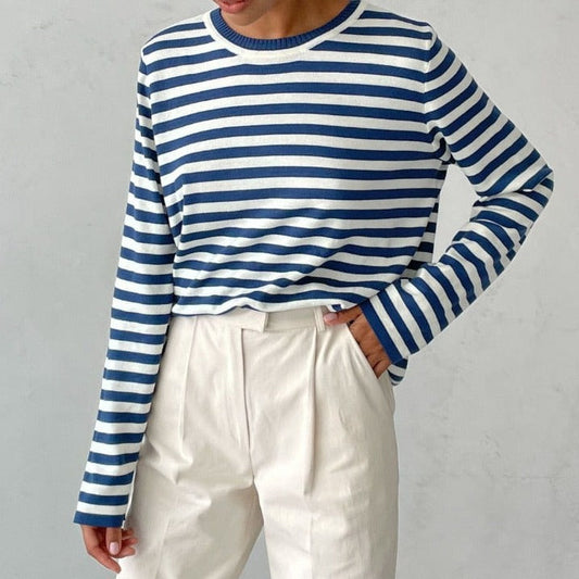 Pull Décontracté Rayé Doux pour Femme – Manches Longues Confortable
