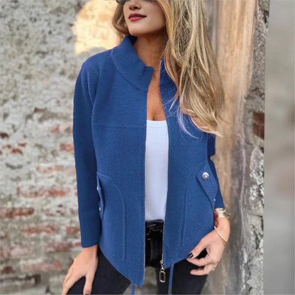 Veste d'Hiver à Col Haut pour Femme – Vêtements d'extérieur Élégant Fermeture Éclair
