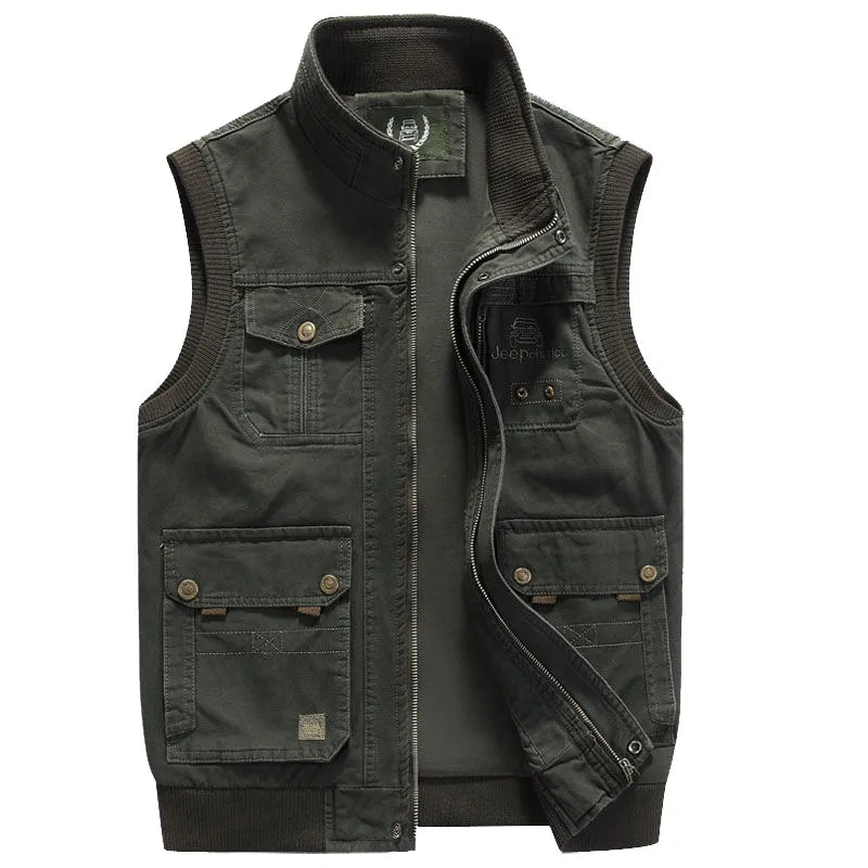 Gilet pour Homme Style Vintage à Poches Multiples