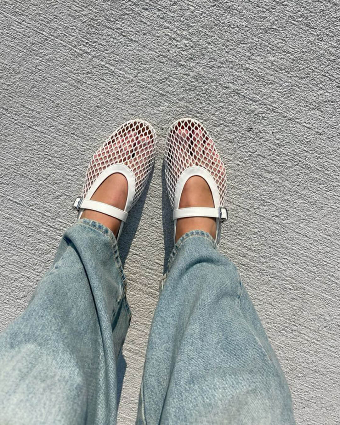 Women's breathable mesh ballerinas with leather-effect details - Elegant and lightweight
