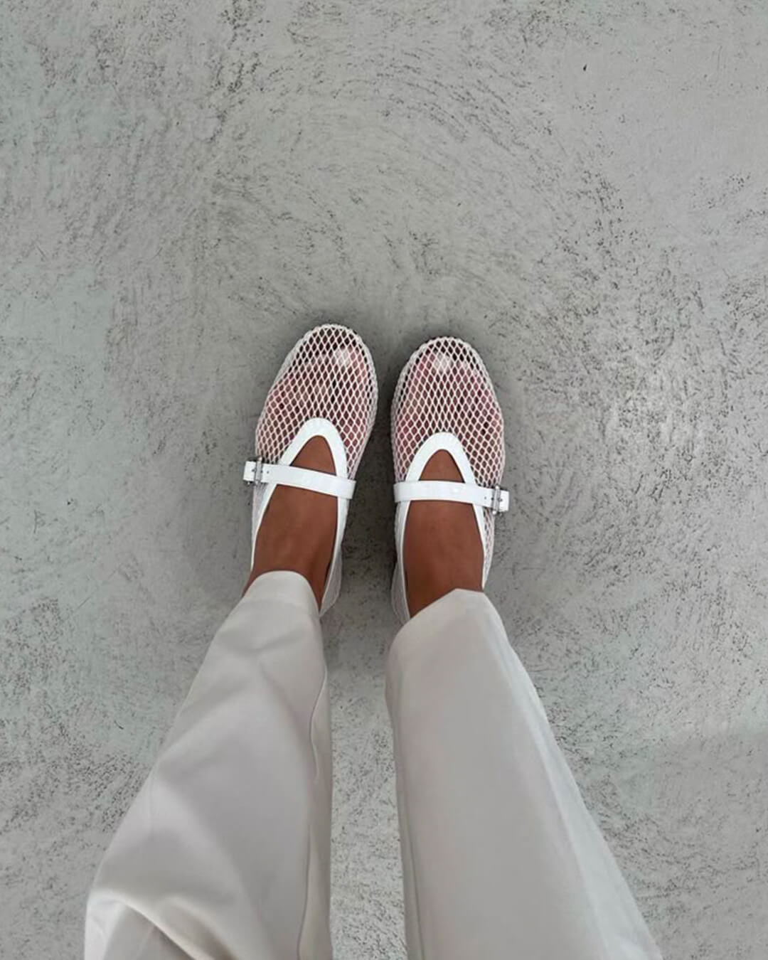 Women's breathable mesh ballerinas with leather-effect details - Elegant and lightweight