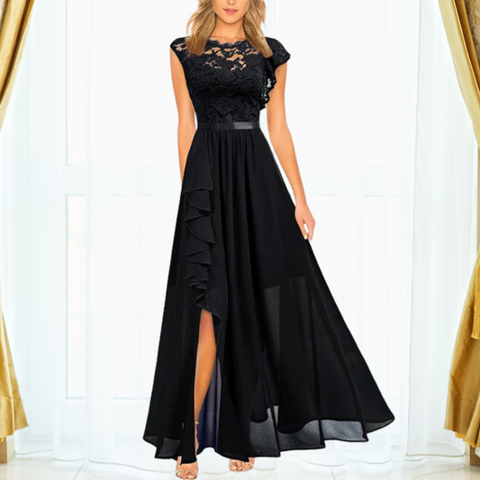 Robe maxi femme en dentelle et chiffon – Élégante et habillée