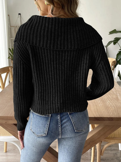 Pull élégant pour femme avec col marguerite – Maille ajustée et confortable