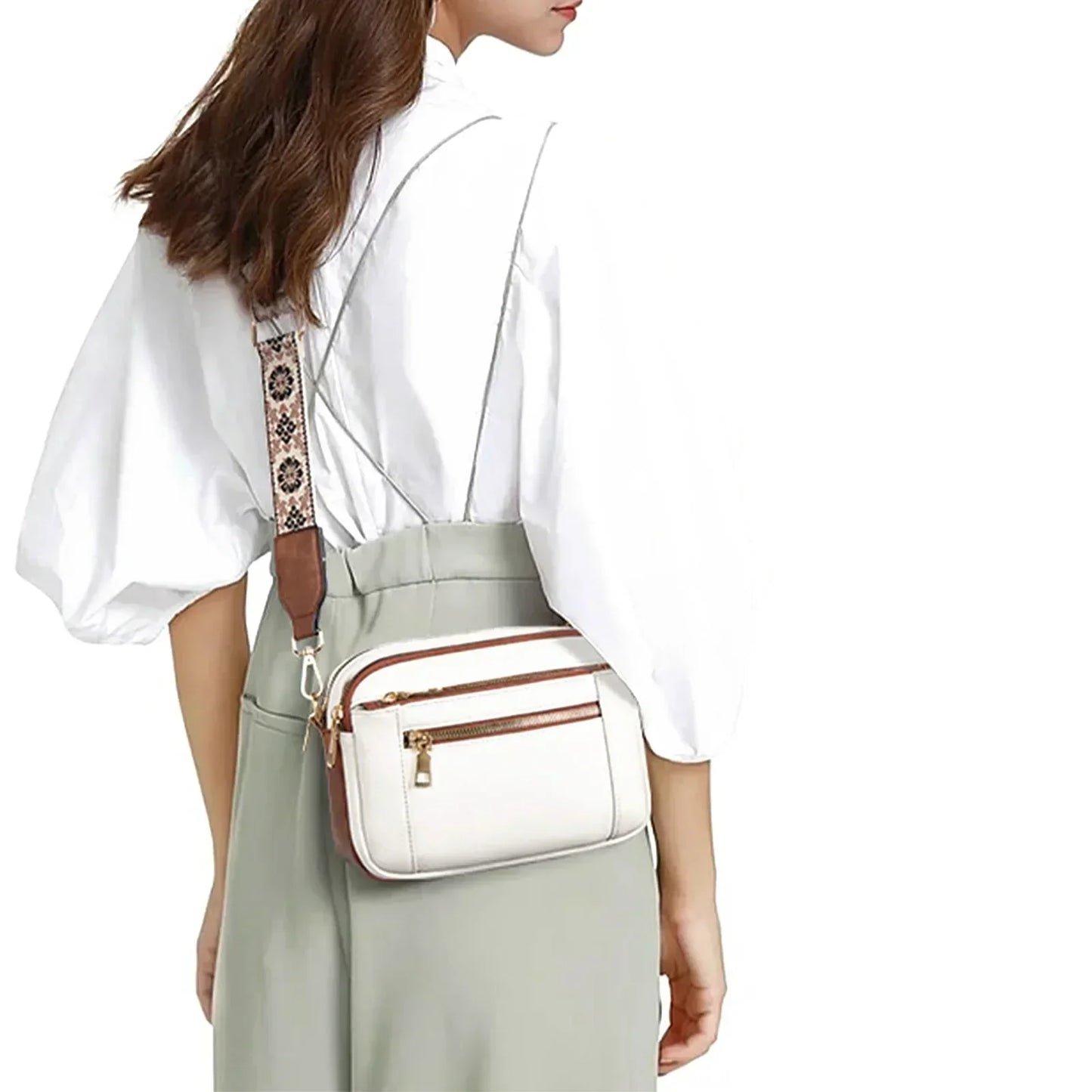 Refined Leather Shoulder Bag for Women – Mini Zip Bag to Wear on Shoulder