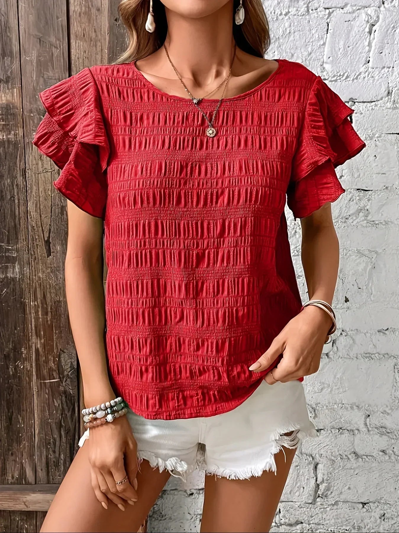 Blouse légère femme à volants – Haut respirant et élégant