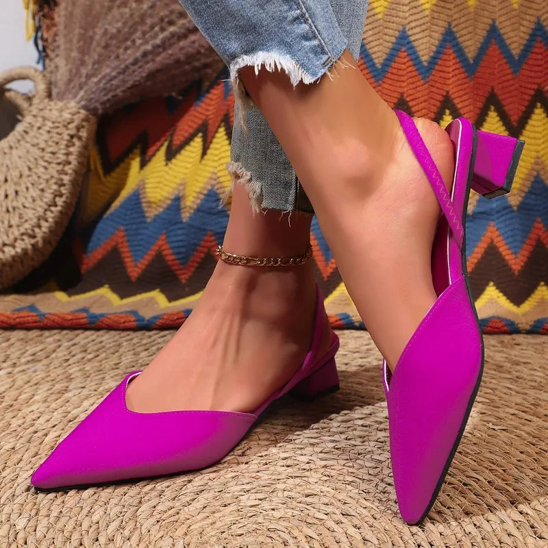 Escarpins slingback femme a talon bloc bas - Confortables et elegants