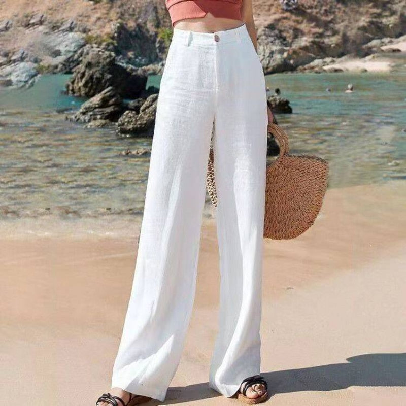 Pantalon Décontracté Élégant Femme – Pantalon Confort Classique à Jambe Large