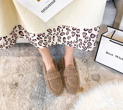 Chaussures d’Hiver Douillettes pour Femmes – Doublure Polaire Confort Slip-On