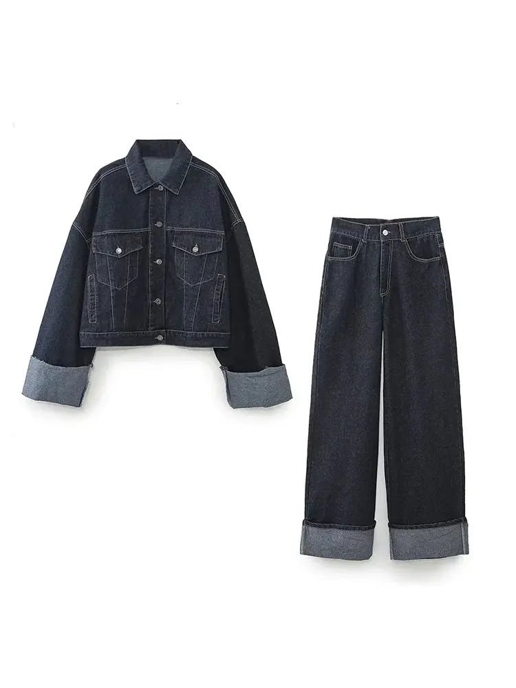 Ensemble en denim chic et stylé pour femmes - décontracté, élégant