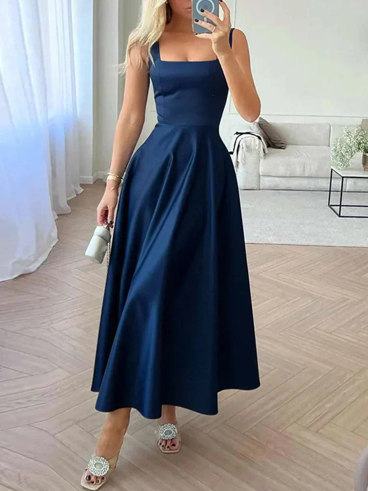 Femmes élégante blanche invité de mariage flare maxi robe – Flatteuse, Stylée