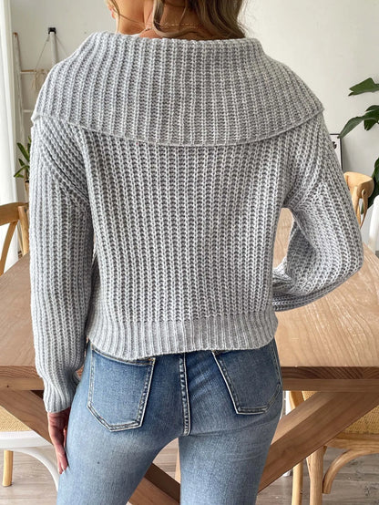 Pull élégant pour femme avec col marguerite – Maille ajustée et confortable