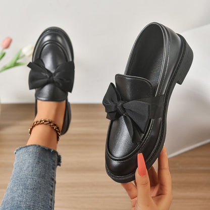 Mocassins en Cuir à Enfiler – Chaussures Élégantes avec Nœud et Semelle Plateforme