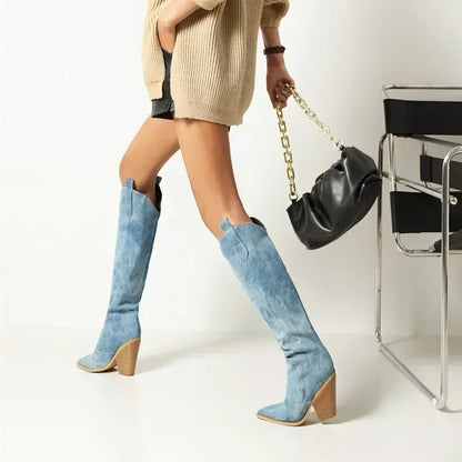 Cuissardes cowboy femme | Bleu