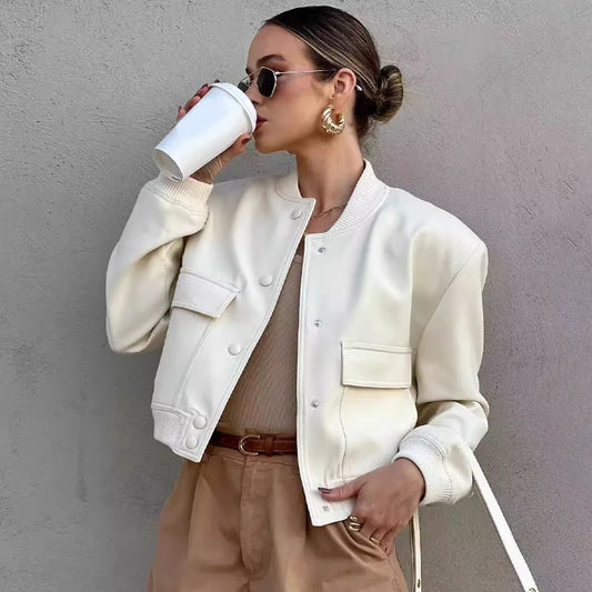 Veste Courte Hivernale Décontractée pour Femme avec Fermeture à Boutons