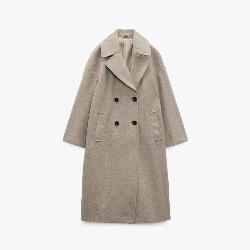 Manteau Long Femme en Laine Premium – Pardessus Long à Double Boutonnage