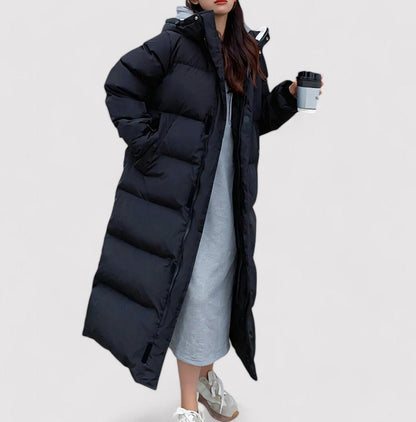 Parka Femme Noire à Capuche – Veste Longue Imperméable d’Hiver