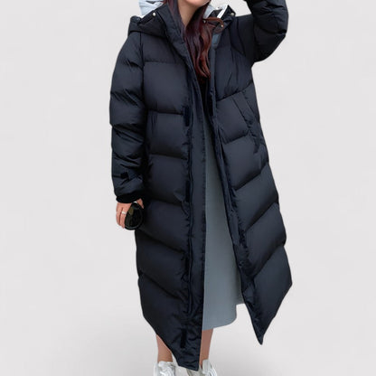 Parka Femme Noire à Capuche – Veste Longue Imperméable d’Hiver
