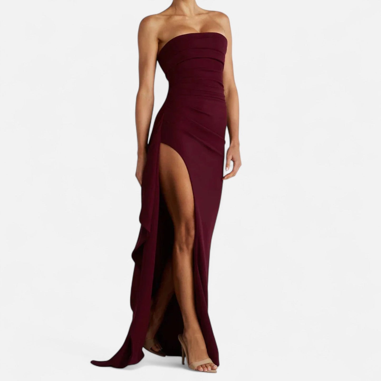 Robe bustier fendue pour femme – Style glamour contemporain, audacieux et élégant pour une soirée élégante