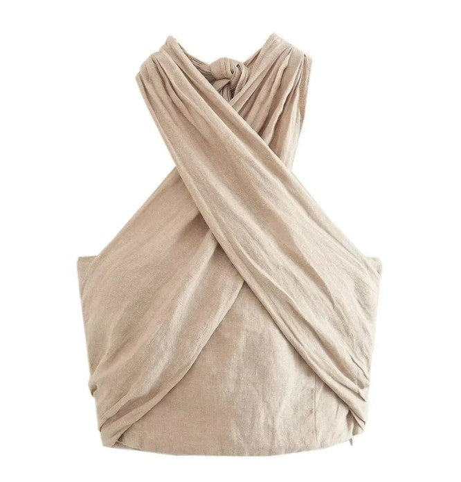 Top da donna in lino con schiena scoperta – Leggero e raffinato