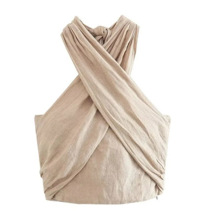 Top da donna in lino con schiena scoperta – Leggero e raffinato