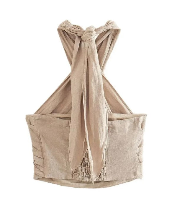 Top da donna in lino con schiena scoperta – Leggero e raffinato