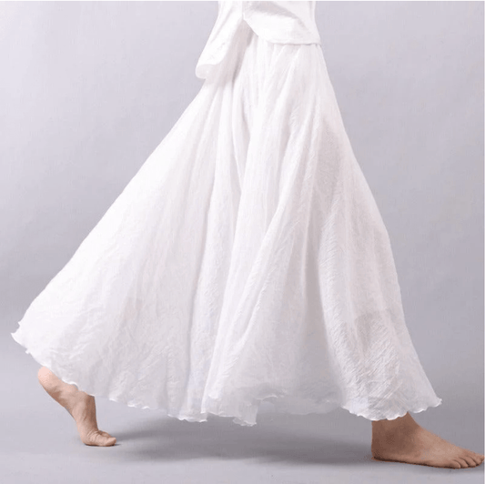 Women's Long Linen Skirt – Flowing Maxi Skirt A-Line Bohemian Style