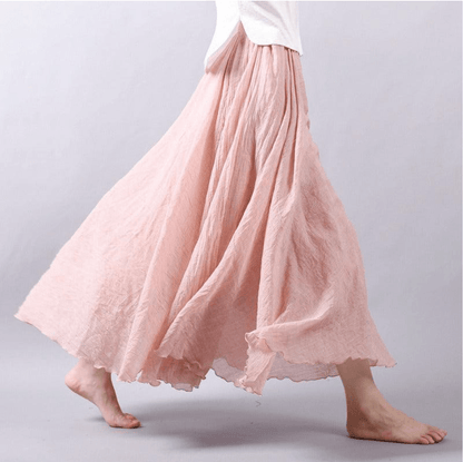 Jupe Longue en Lin Femme – Jupe Maxi Fluide Coupe A Bohème