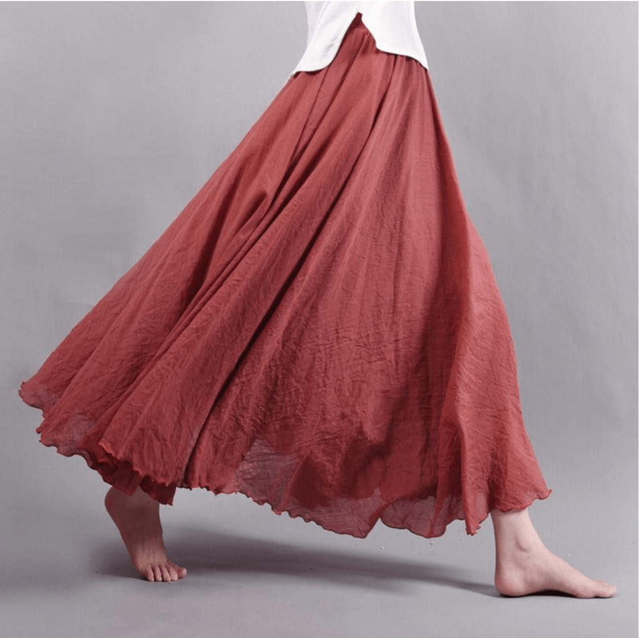 Jupe Longue en Lin Femme – Jupe Maxi Fluide Coupe A Bohème