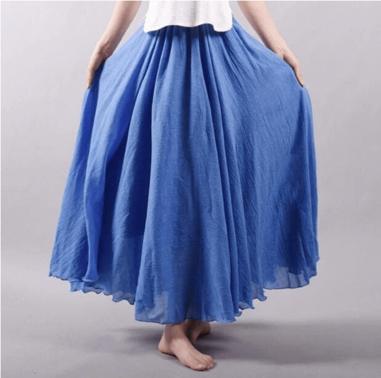 Jupe Longue en Lin Femme – Jupe Maxi Fluide Coupe A Bohème