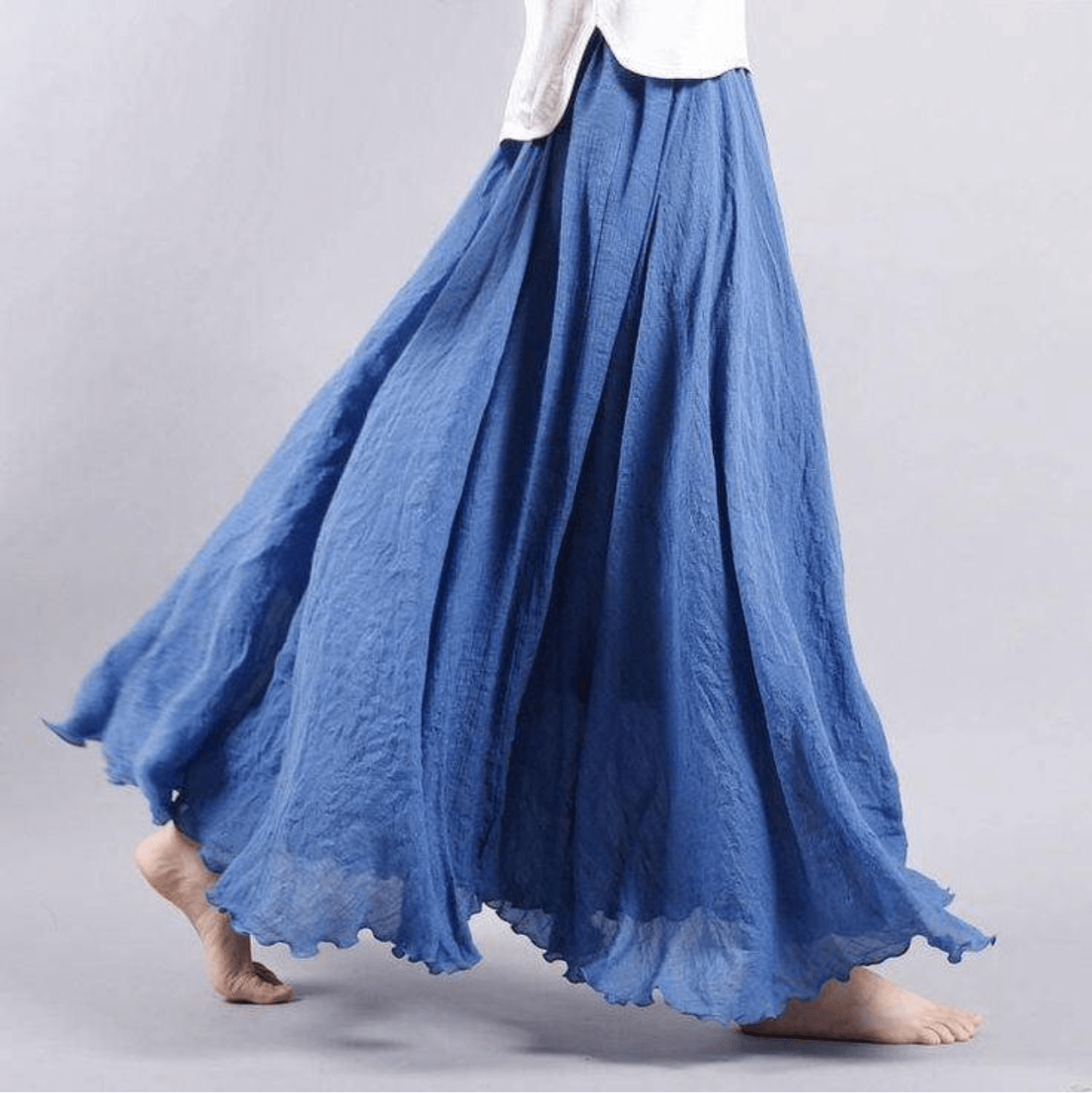 Jupe Longue en Lin Femme – Jupe Maxi Fluide Coupe A Bohème