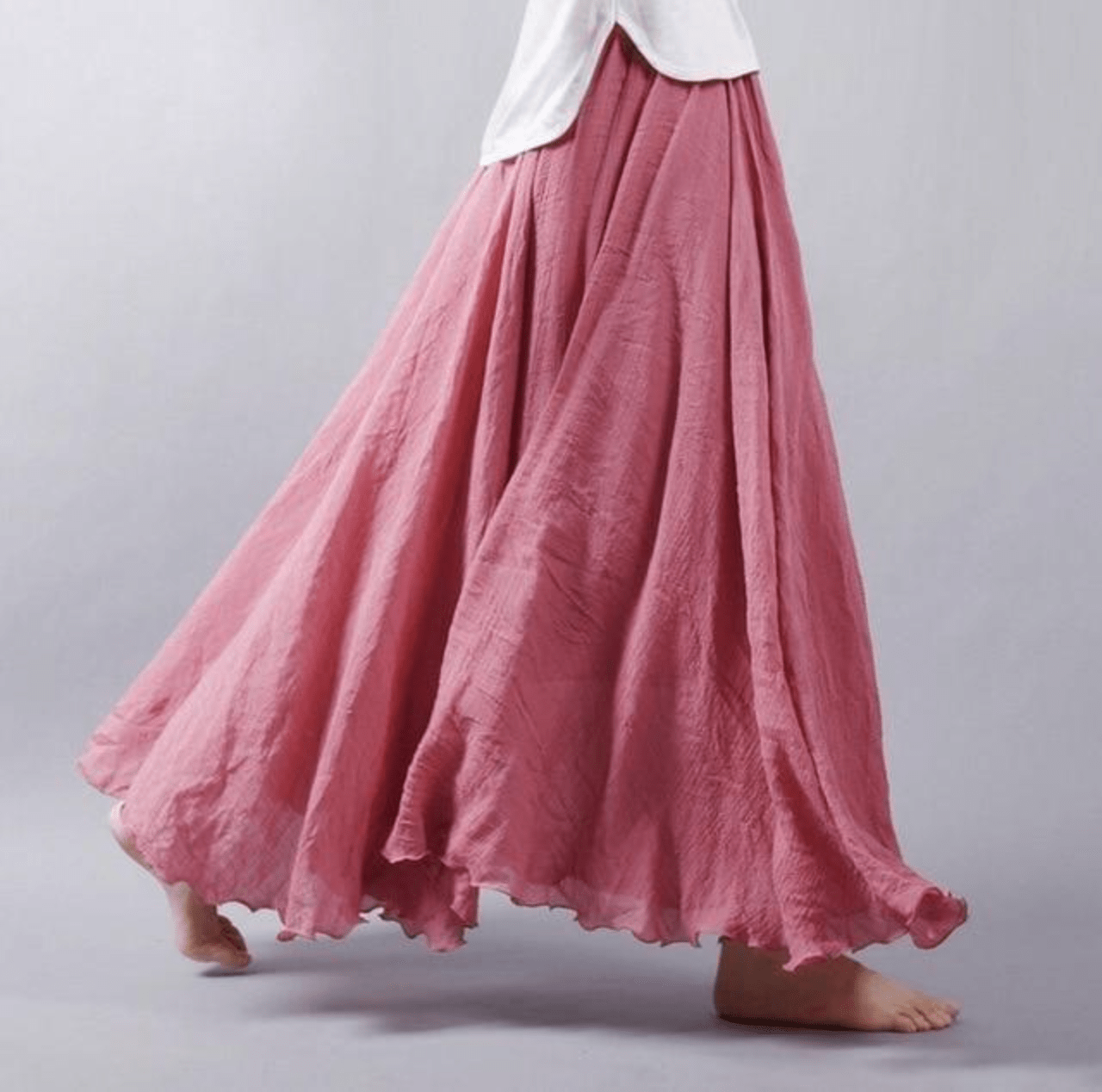 Jupe Longue en Lin Femme – Jupe Maxi Fluide Coupe A Bohème