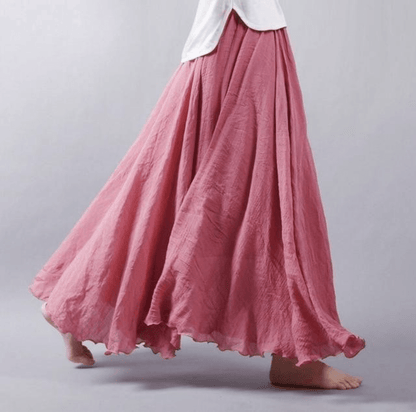 Jupe Longue en Lin Femme – Jupe Maxi Fluide Coupe A Bohème