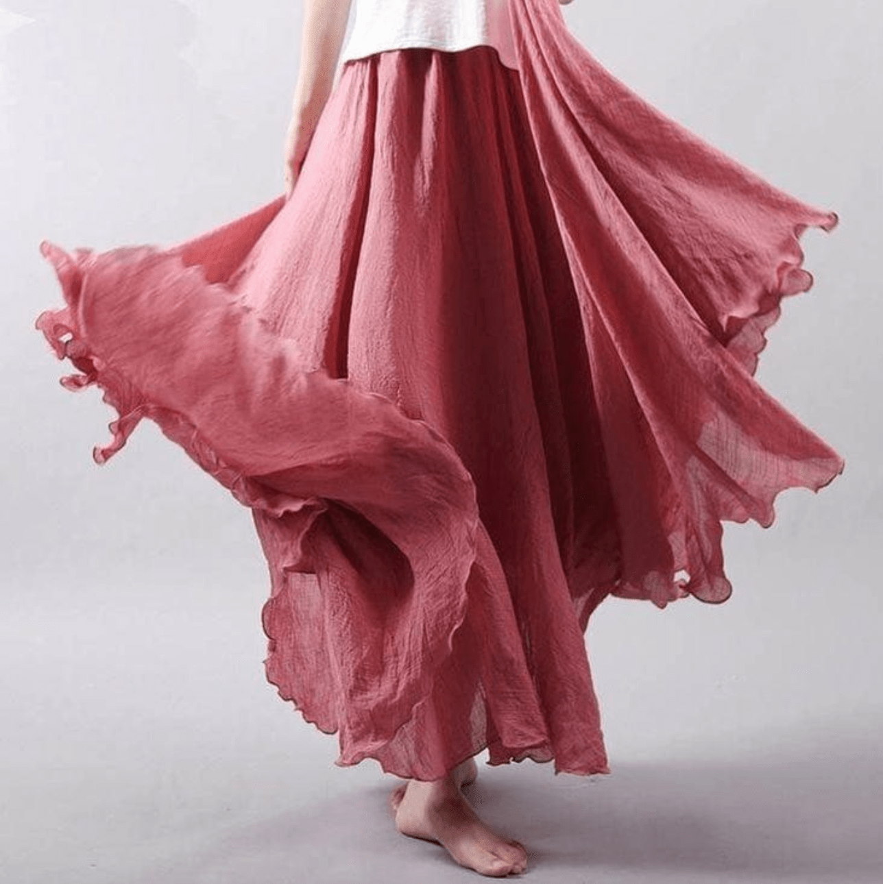Jupe Longue en Lin Femme – Jupe Maxi Fluide Coupe A Bohème