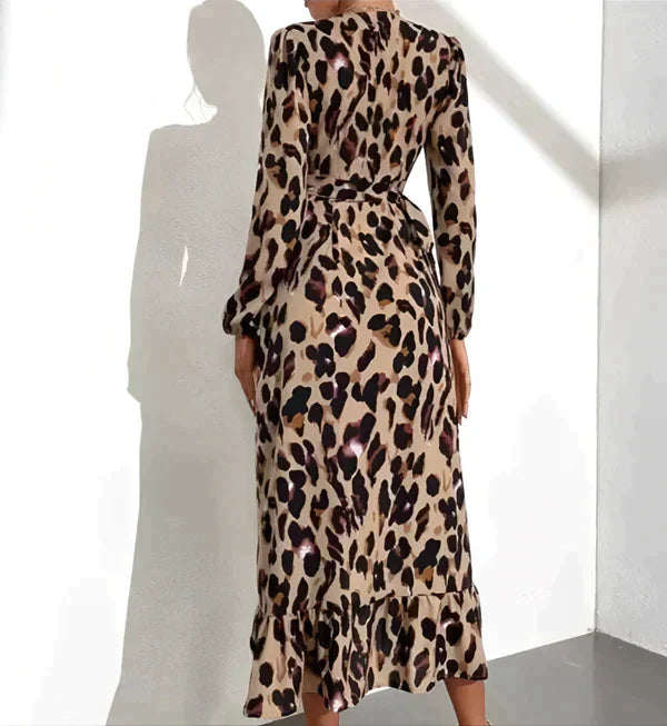 Robe imprimé léopard pour femme – Col en V, style estival décontracté et sexy