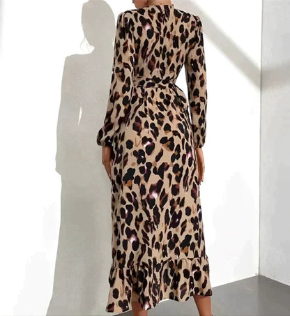 Robe imprimé léopard pour femme – Col en V, style estival décontracté et sexy