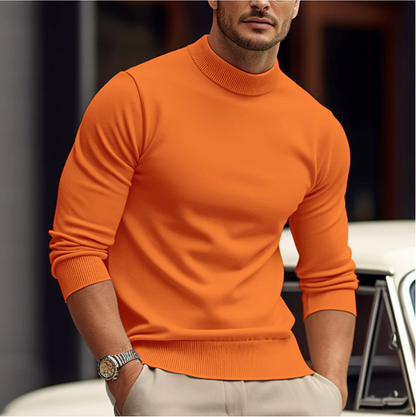 Pull Col Roulé Ajusté Élégant pour Homme – Tricot Confortable Décontracté