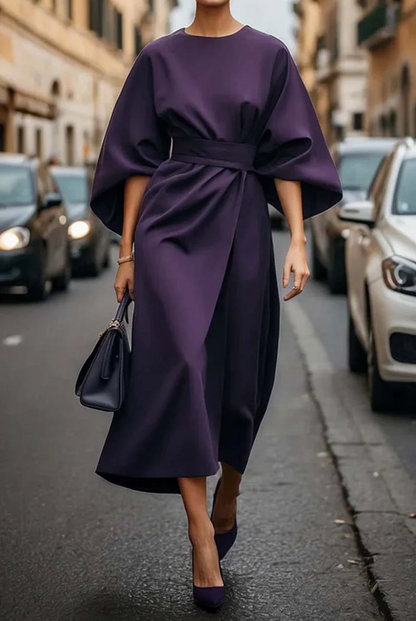 Femme Formel Robe élégante Midi à manches larges – Audacieuse, Luxueuse