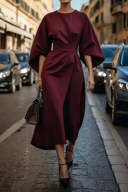 Femme Formel Robe élégante Midi à manches larges – Audacieuse, Luxueuse