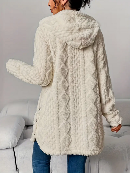 Cardigan Femme à Capuche en Tricot Torsadé – Doux et Confortable à Manches Longues