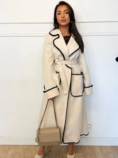 Trenchcoat Long Patchwork Élégant pour Femme