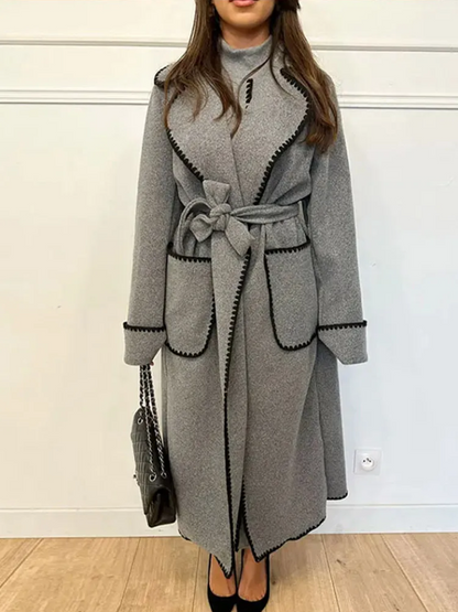 Trenchcoat Long Patchwork Élégant pour Femme