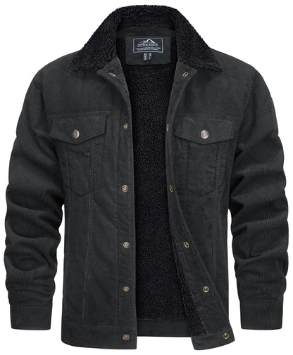 Veste pour Homme Style Velours Côtelé Résistante aux Intempéries – Manteau Doublé Teddy