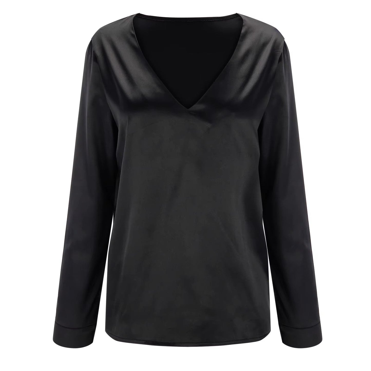 Chemisier satiné femme à décolleté plongeant – Blouse élégante fluide