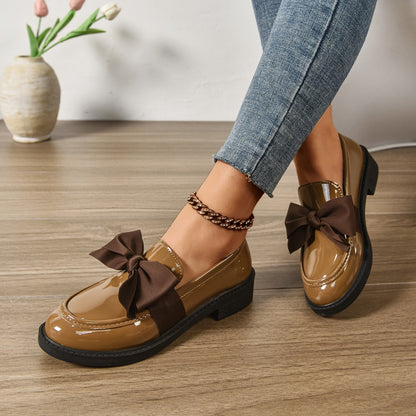 Mocassins en Cuir à Enfiler – Chaussures Élégantes avec Nœud et Semelle Plateforme