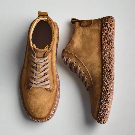 Chaussures montantes décontractées – Baskets vintage en cuir suédé avec semelle épaisse