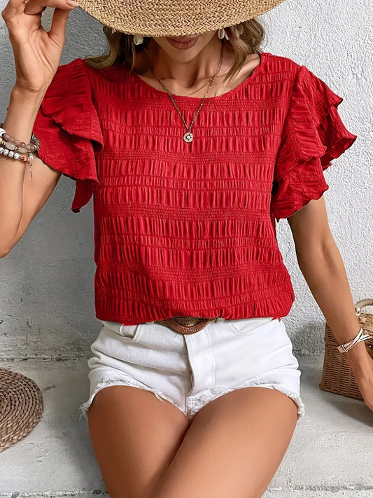 Lightweight women's blouse with ruffles – Breathable and elegant top