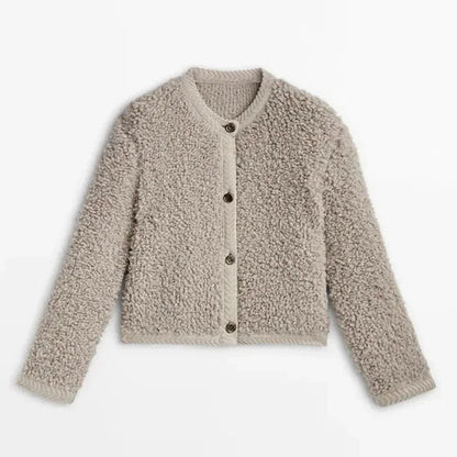 Gilet Douillet en Teddy pour Femme – Veste Courte Boutonnée Chaude