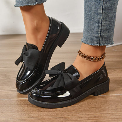 Mocassins en Cuir à Enfiler – Chaussures Élégantes avec Nœud et Semelle Plateforme